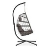 Swing Patio Egg Chair With UV Resistant Cushion,Wicker Hanging Egg Chair With Stand,Hammock Chair With Aluminum Frame  ﻿ -Maison Boucle - 4 of 4