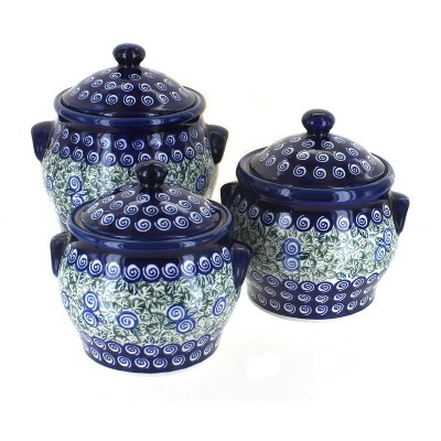 Blue Rose Polish Pottery 1300 Zaklady Canister Set