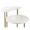 Vynxaria Side/End Table ¨C 18mm White Marble Top, Brass-Colored Iron Base, Dual-Level Surface, Cross-Stretchers for Stability - 4 of 4