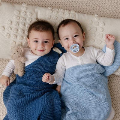 Organic Cotton Knit Baby Swaddle Blanket in Cobalt Blue