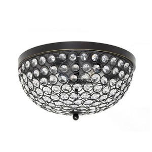 13" Elipse Crystal Flush Mount Ceiling Light Bronze - Elegant Designs: UL Listed, Metal Body, Dome Shade - 1 of 4