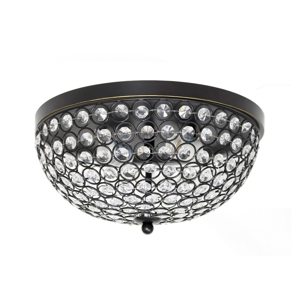 Photos - Chandelier / Lamp 13" Elipse Crystal Flush Mount Ceiling Light Bronze - Elegant Designs