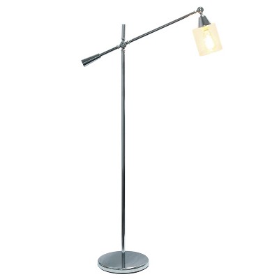 Edison-Inspired 55.5" Adjustable Chrome Floor Lamp with Clear Glass Shade