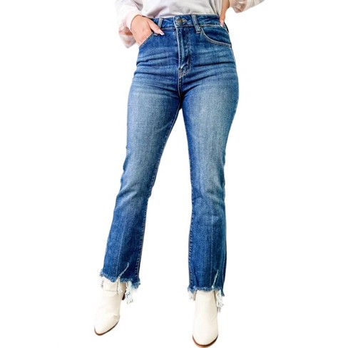 Women s Frayed Ankle Hem Flare Jeans Risen Target
