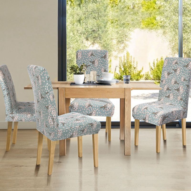 PiccoCasa Spandex Stretchy Botanical Removable Washable Dining Chair Slipcovers Multicolored 1 Pc, 2 of 5