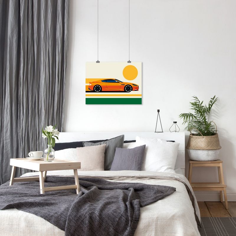 Americanflat Mid Century Modern Wall Art Room Decor - Orange Modern Sports Car by Bo Lundberg, 5 of 7