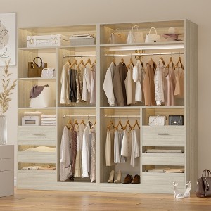 Aheaplus 72'' Set of 2 Freestanding Closet System with 6 Drawers and 4 Hanging Rods, Reversible Wardrobe with Shelves - 1 of 4