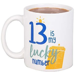 Doctor Who Mug, 11 oz - 13 Is My Lucky Number - 13th Dr. & TARDIS Design - Officially Licensed - Gift for Teens, Adults, Father's Day - Ceramic - 1 of 4