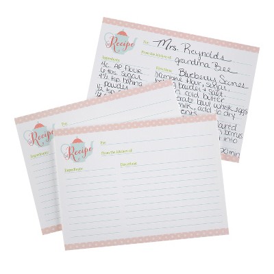 25ct Tea Time Recipe Card: Multicolor 3x3" Unbound Matte Paper for Weddings by Hortense B. Hewitt