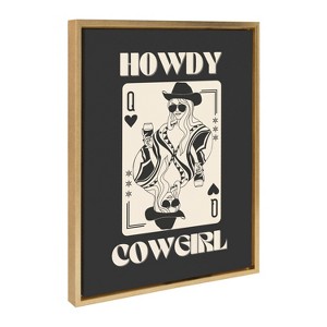 Kate & Laurel All Things Decor 18"x24" Howdy Cowgirl Queen Framed Canvas by Honey Island Studio Bright Gold - 1 of 4
