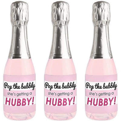 Big Dot of Happiness Bride-To-Be - Mini Wine and Champagne Bottle Label Stickers - Bridal Shower or Classy Bachelorette Party Favor Gift - Set of 16