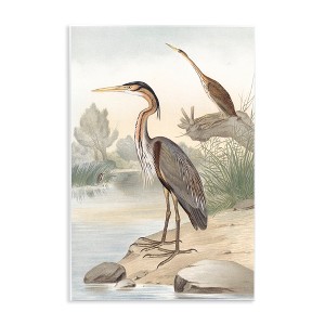 Stupell Industries Wild Heron Birds Perched Scenic Grassy Creek Wall Plaque Art, 10" x 15" - 1 of 4
