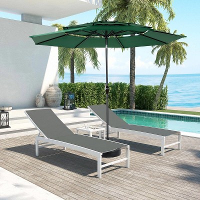 10FT Outdoor Aluminium 3 Tier Polyester Auto Tilt Umbrella,Patio Umbrella With 8 Steel Ribs,Pool Deck Umbrella,Base Not Included-Coolbibila