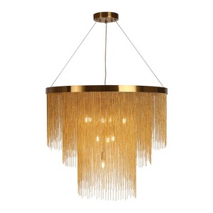 LNC Luckummin 10-Lights 31.5" Modern Luxury Chain Chandelier, Gold - 1 of 4