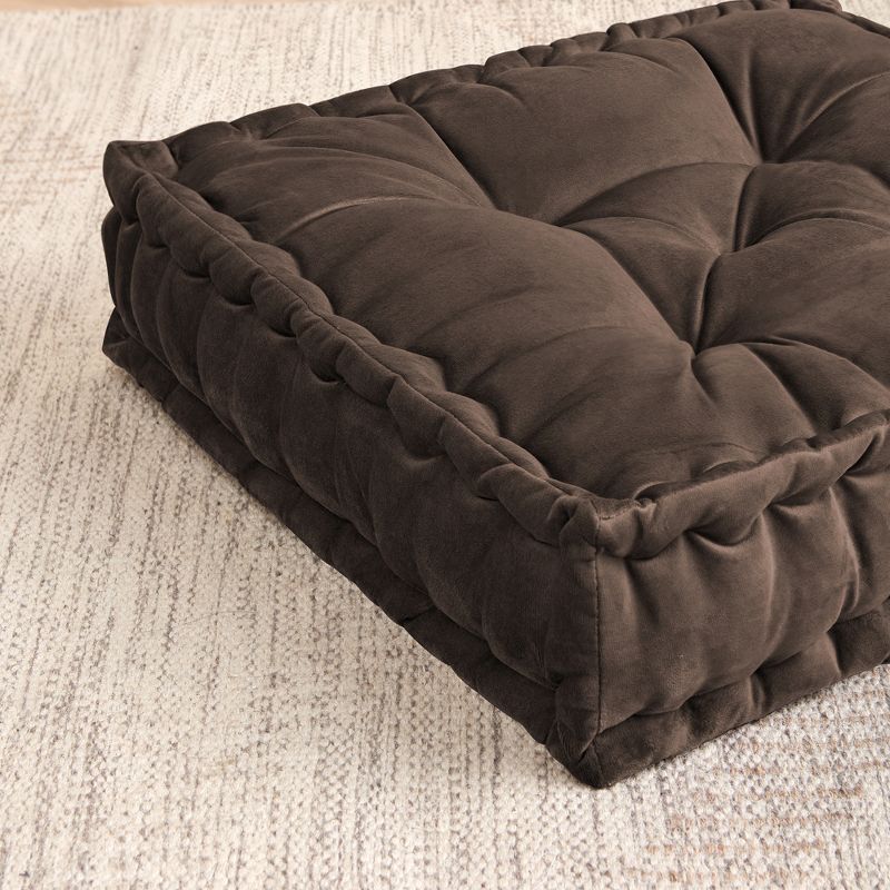 20"x20" Oversized Square Tufted Floor Pillow in Faux Velvet Fabric by Sweet Home Collection™, 3 of 5