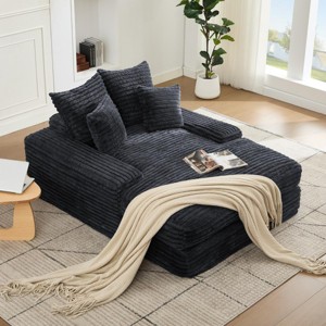 Modern Corduroy Convertible Chaise Lounge Sofa Bed with Washable Pillows and No Assembly for Living Room or Apartment -3irtyhousy - 1 of 4