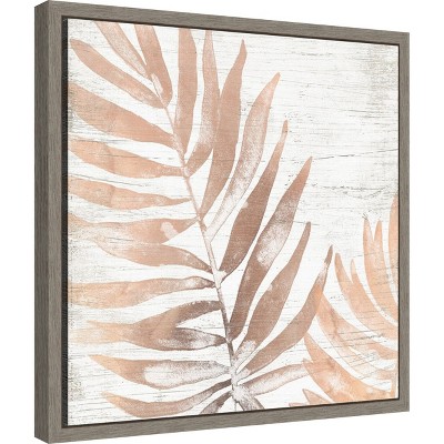 Neutral Palm Fossil II Light Brown Canvas Wall Art 16 x 16