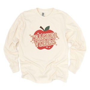 Simply Sage Market Teacher Vibes Apple Garment Dyed Long Sleeve - 1 of 4