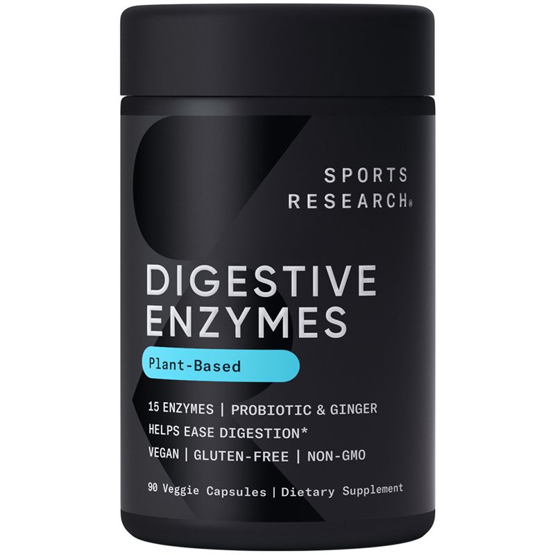 Sports Research Plant-Based Digestive Enzymes, 90 Veggie Capsules, 1 of 5