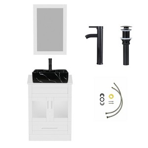 24 in. W x 19 in. D x 33 in. H Single Sink Bath Vanity in White with White Solid Surface Vanity Top and Mirror - 1 of 4