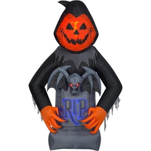 Gemmy LightShow Airblown Inflatable Pumpkin Reaper with Fire & Ice Technology and Micro LED Lights, 8.5 ft Tall - 1 of 4