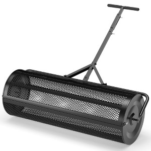 Walensee 44 Inch Metal Mesh Compost Spreader - Large Capacity Peat Moss & Manure Roller for Lawn & Garden Care w/Side-Latch Design - 1 of 4