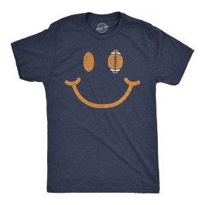 Mens Football Smiling Face Funny T Shirt Sports Graphic Tee For Men - Crazy Dog Men's T Shirt - 1 of 4
