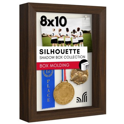 Americanflat 8x10 Shadow Box Frame in Walnut with Soft Linen Back - Composite Wood with Polished Glass for Wall and Tabletop