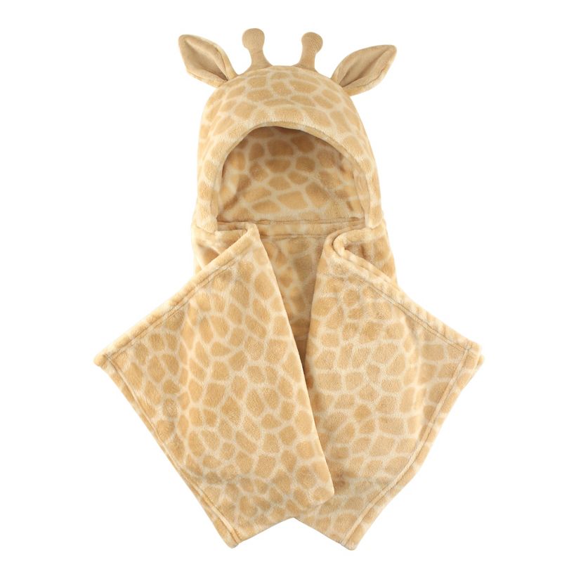 Hudson Baby Infant Hooded Animal Face Plush Blanket, Giraffe, One Size, 1 of 4
