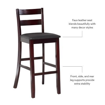 Torino 31" Ladder Back Merlot Wood & Brown Faux Leather Barstool