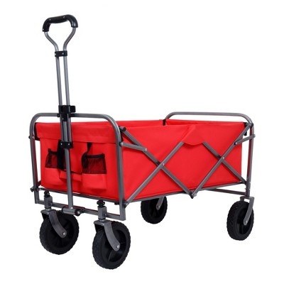 SKRAN Collapsible Wagon Cart Foldable,Wagons Carts Foldable with Wheels with Drink Holders,for Shopping,Garden,Apartment,Camping,Outdoor