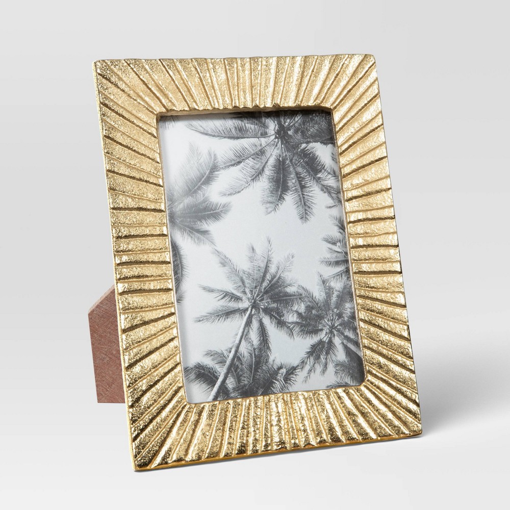Photos - Photo Frame / Album 4"x6" Cast Aluminum Texture Metal Table Frame Brass - Threshold™