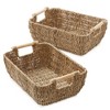 Casafield Water Hyacinth Seagrass Oval Storage Basket Sets with Wooden Handles, Woven Nesting Bin Organizers - 2 of 4