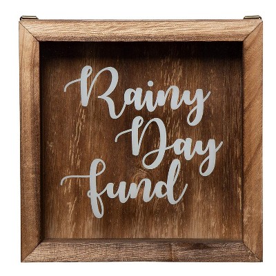 Genie Crafts Wooden Shadow Box Bank, Rainy Day Fund (7.1 x 1.8 Inches)