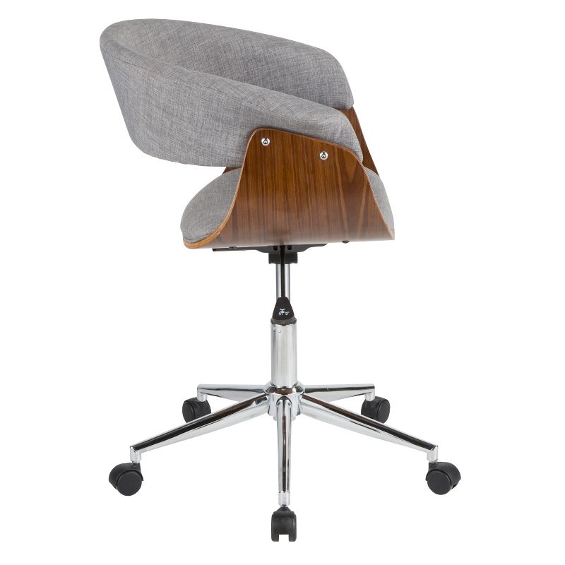 Vintage Mod Mid Century Modern Office Chair Walnut/Gray - Lumisource, 4 of 11