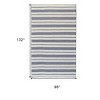 HomeRoots 8' X 11' Blue And Ivory Striped Dhurrie Hand Woven Stain Resistant Area Rug - 3 of 4
