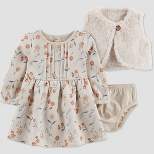 Carter's Just One You®️ Baby Girls' Floral Fleece Vest & Dress Set - Cream