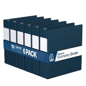 Premium Economy 2" Angle D Ring Binder 6pk Navy Blue 2": Davis Group, Office Supplies, 475 Sheet Capacity, Hard Cover - 1 of 4