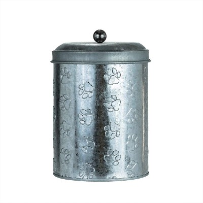 Amici Pet Puppy Paws Metal Food Canister, 64 oz. , Galvanized Metal