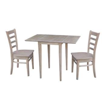 Jemma Small Dual Drop Leaf Dining Set and 2 Chairs Taupe - International Concepts