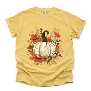 Simply Sage Market Fall Pumpkin Floral Garment Dyed Tee - 1 of 4