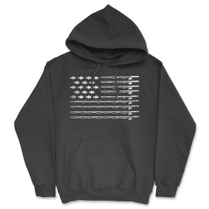Fishing American Flag Adult Hoodie Funny Sarcastic Patriotic Fish Graphic Hooded Sweatshirt - Crazy Dog Hoodie - 1 of 4