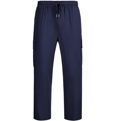 COOFANDY Mens Cargo Pants Relaxed Fit Casual Linen Pants Drawstring Sweatpants with 6 Pockets