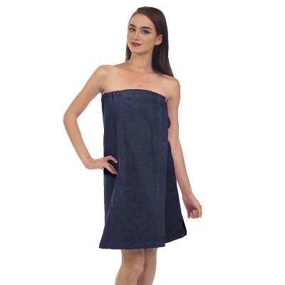 TowelSoft Women's Premium Terry Cotton Spa Wrap-Navy, One Size