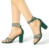 Allegra K Women's Rhinestones Crisscross Strap Strappy Chunky Heel Sandals - 2 of 4