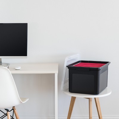 Black Stackable Plastic File Organizer Box Set, 4 Pack