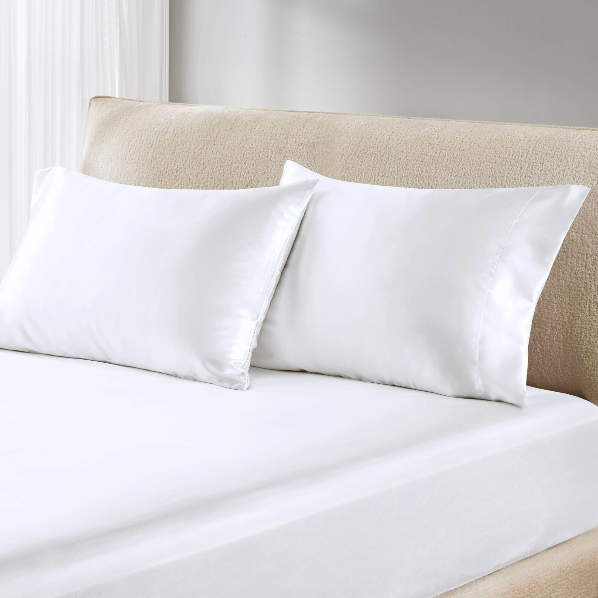 Standard Satin Luxury 2pc Pillowcase Set White