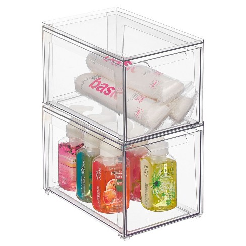 Mdesign Clarity Plastic Stackable Bathroom Vanity Storage Organizer With  Drawer - 8 X 6 X 6, 1 Pack : Target