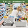 KTMBDW 2-Tier Shopping Cart for Groceries, Folding Grocery Cart, Heavy Duty Utility Carts with 2 Liners, Multi-Functional Trolley for Laundry - 3 of 4