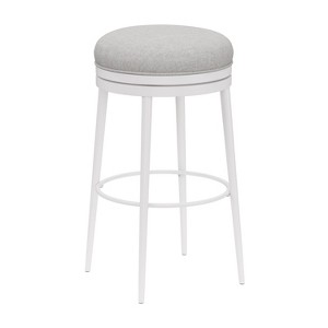Aubrie Backless 26" Swivel Counter Height Barstool Off White/Silver - Hillsdale Furniture: Round Upholstered Metal Frame - 1 of 4